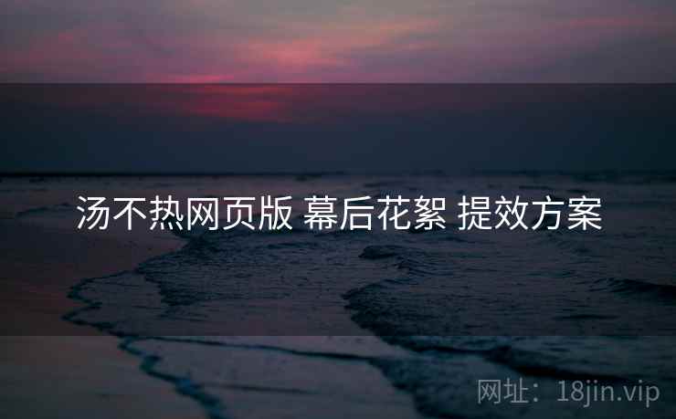 汤不热网页版 幕后花絮 提效方案  第1张