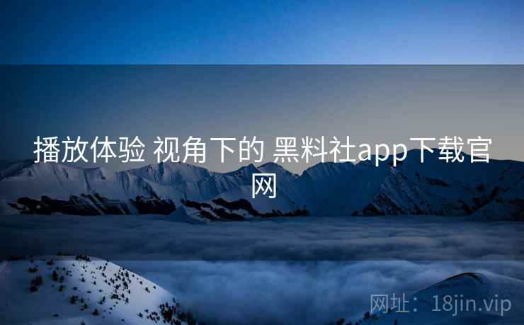 播放体验 视角下的 黑料社app下载官网  第1张