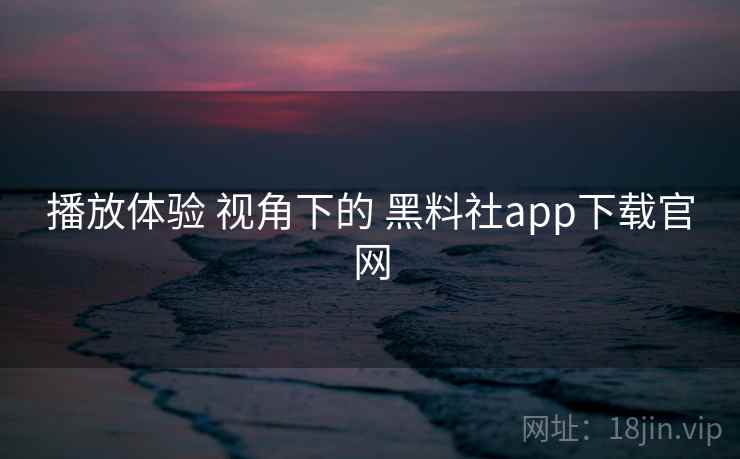 播放体验 视角下的 黑料社app下载官网  第2张